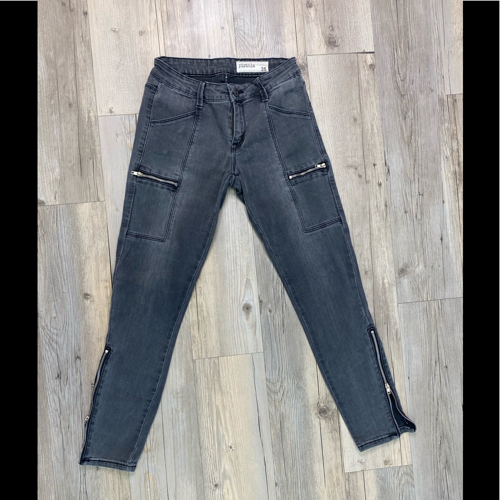 Gray Jeans with Zippers